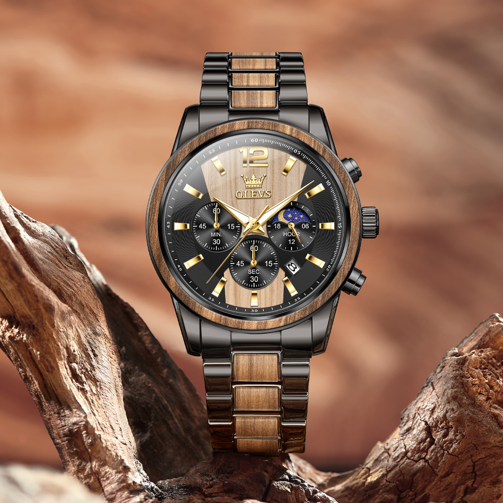 Men'S Fashion Magazine - OLEVS Men's Watches Luxury Original Wooden