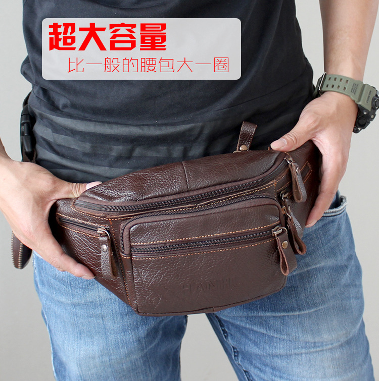 Belt Mens Fashion - Genuine Cowhide Leather Waist Bag Men