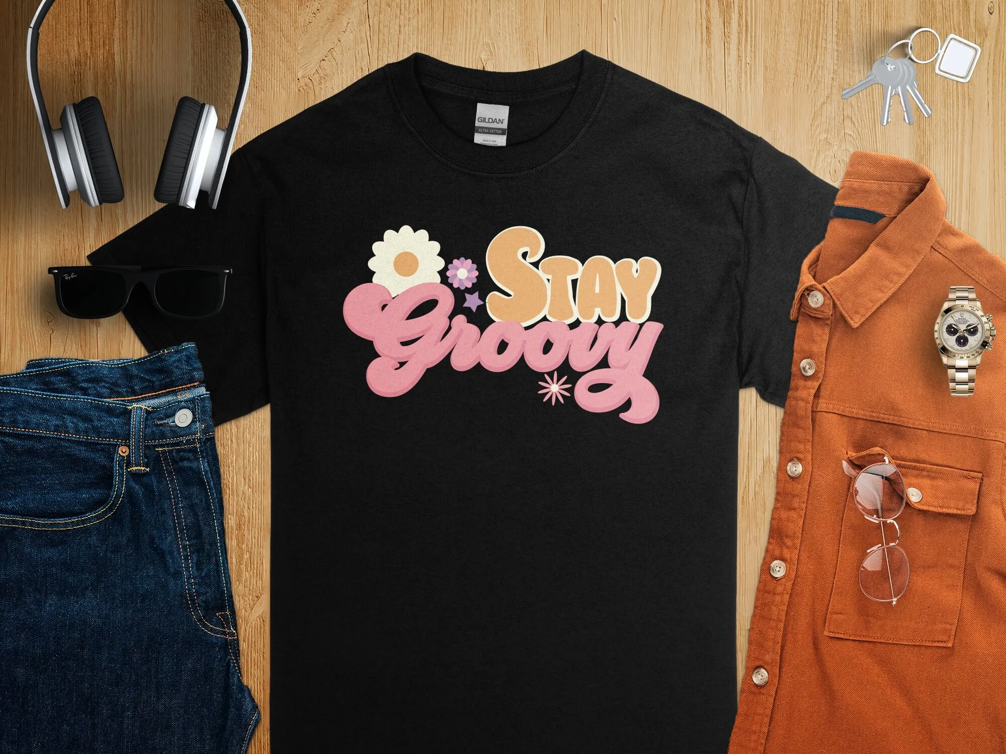 Men'S Fashion 70S - Stay Groovy Retro Style T Shirt