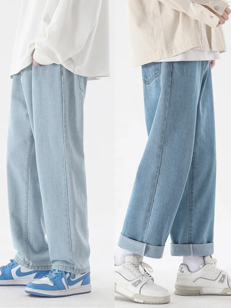 Men'S Fashion Grey Jeans - New Korean Fashion Men's Casual Ankle-Length