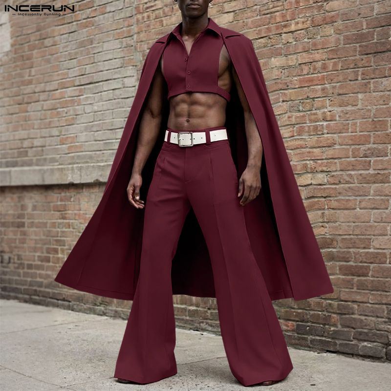 INCERUN Men Sets Solid Color L - đánh giá và giá Mens Fashion Poncho