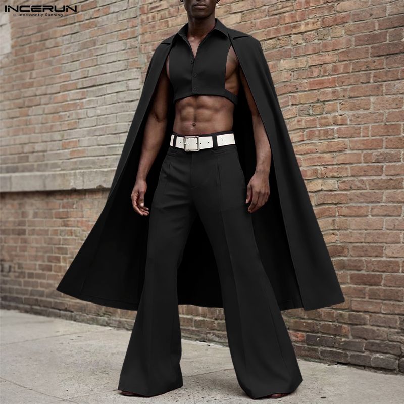 INCERUN Men Sets Solid Color L - đánh giá và giá Mens Fashion Poncho