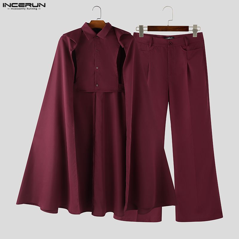 INCERUN Men Sets Solid Color L - đánh giá và giá Mens Fashion Poncho