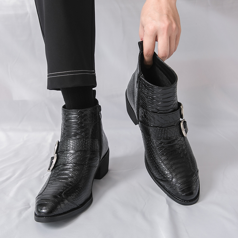 Men High Top Boots PU Belt Buc - đánh giá và giá Belt Mens Fashion