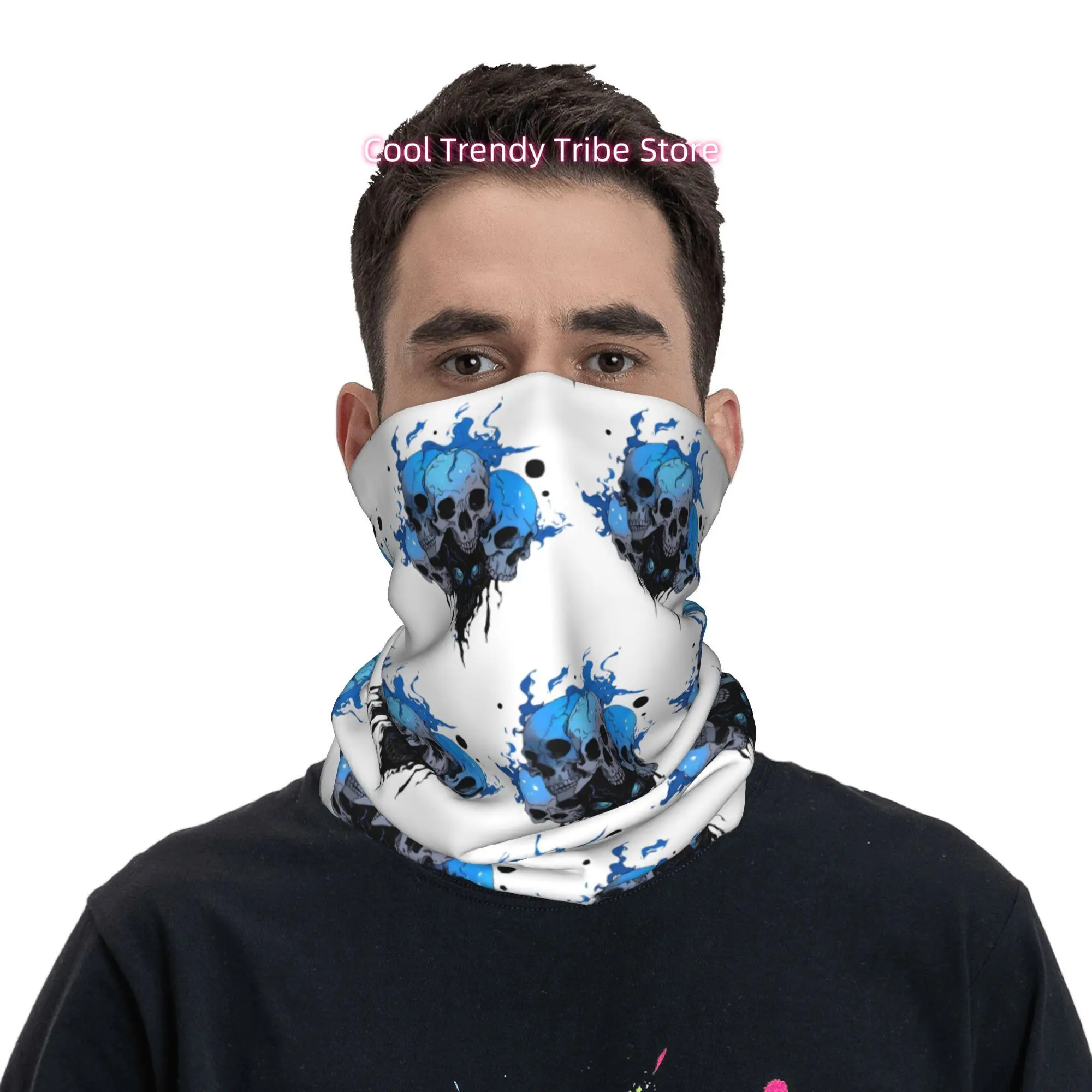 Stacked Blue Flame Skulls Nove - đánh giá và giá Men'S Fashion Head Scarf