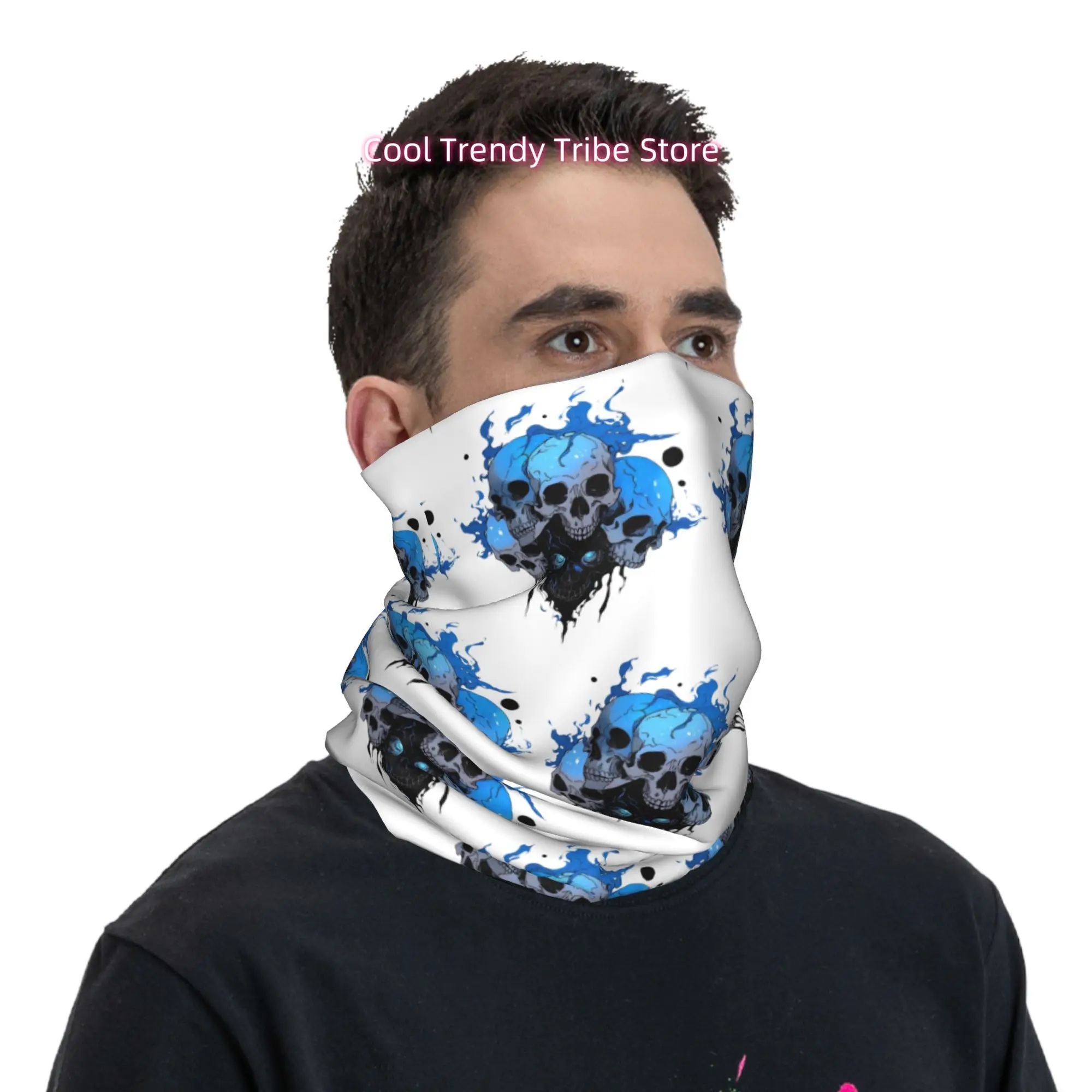 Stacked Blue Flame Skulls Nove - đánh giá và giá Men'S Fashion Head Scarf