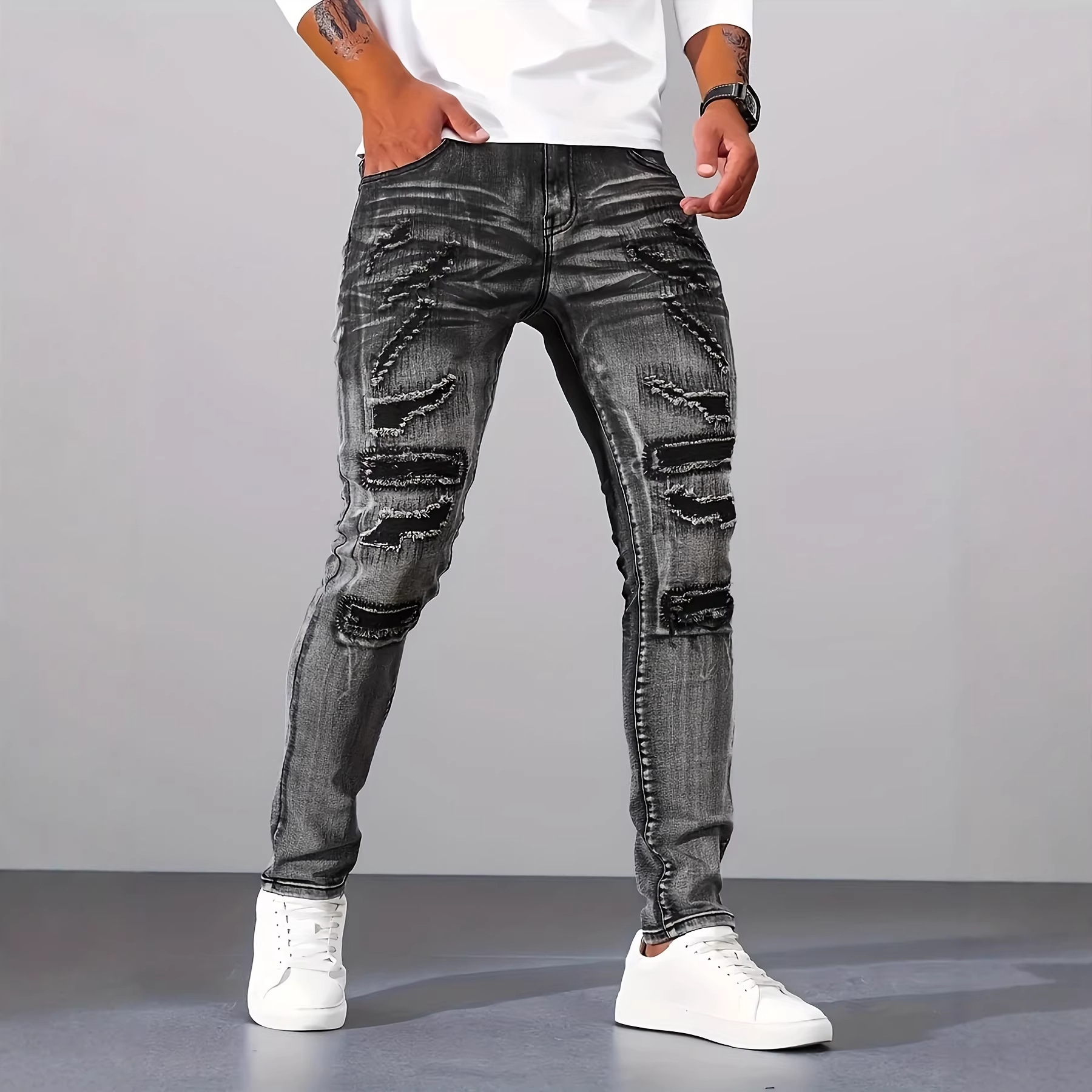 Men Grey Slim Simple Casual Da - đánh giá và giá Men'S Fashion Grey Jeans