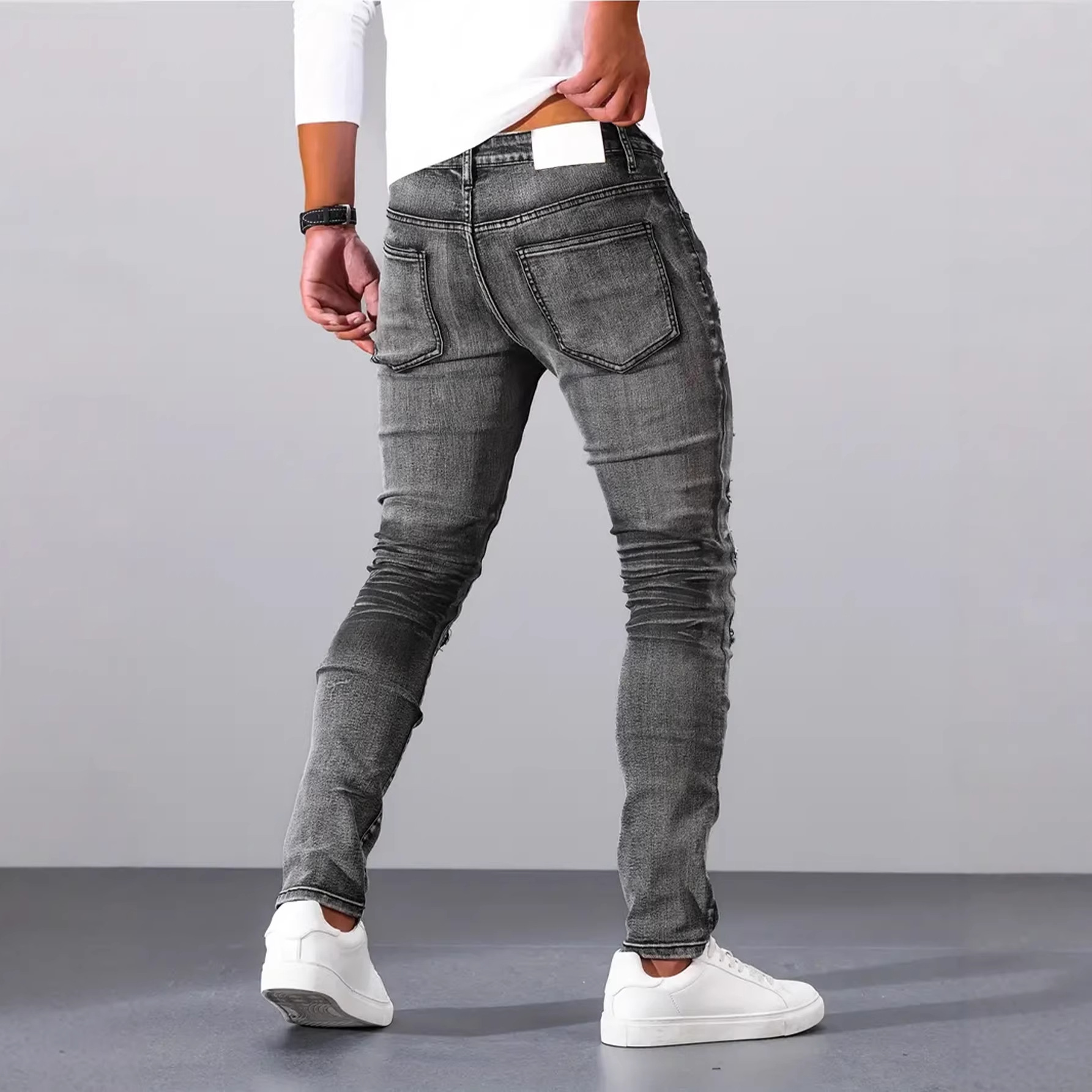 Men Grey Slim Simple Casual Da - đánh giá và giá Men'S Fashion Grey Jeans