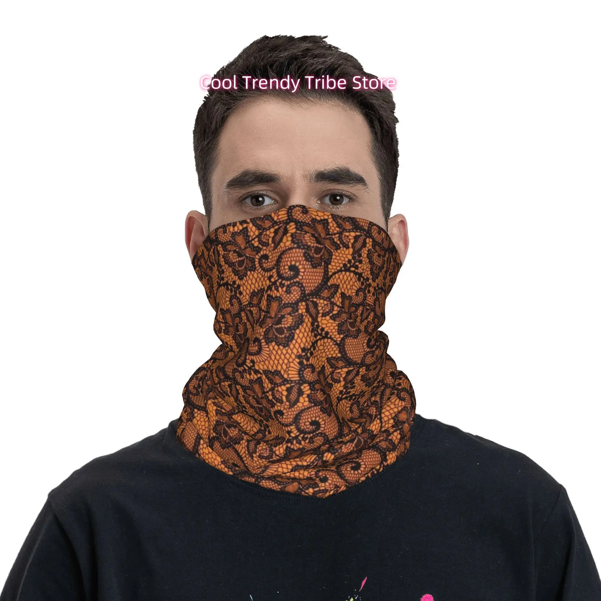 Orange Black Lace Floral Gothi - đánh giá và giá Men'S Fashion Head Scarf