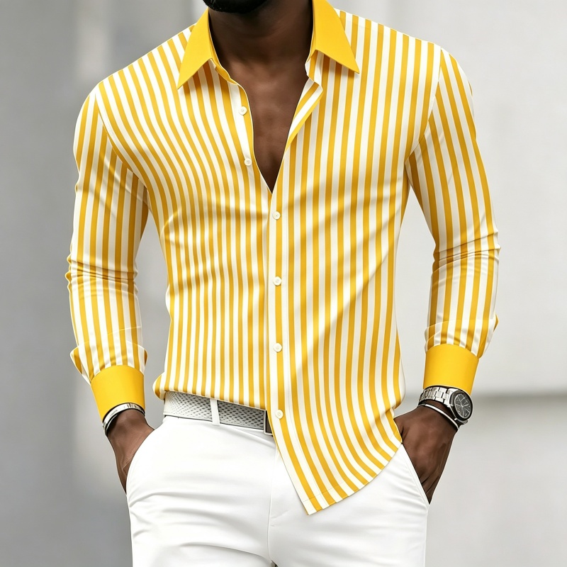 Men's long-sleeved collared sh - đánh giá và giá Mens Fashion Summer